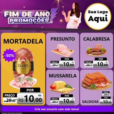 Modelo de Rede Social para Feed Facebook com o tema Fim de Ano Promoções para Frios e Laticínios