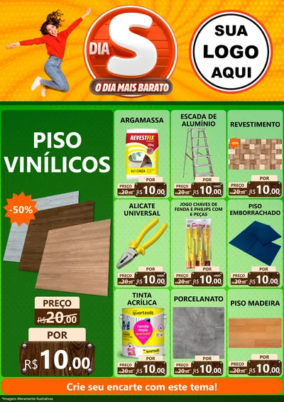 Modelo de Encarte para Encarte A4 Vertical com o tema Dia S - O Dia Mais Barato para Material para Construção