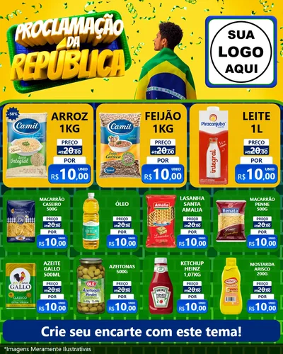 Modelo de Rede Social para Feed Instagram com o tema Proclamação da República para Supermercado