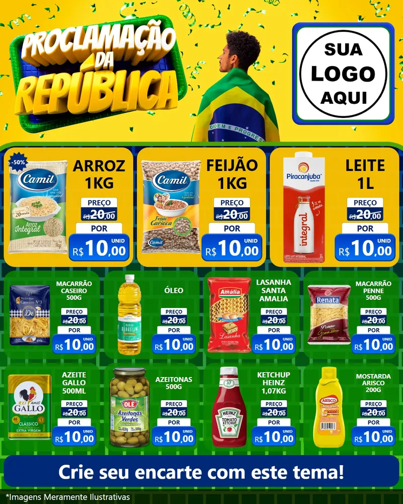 Modelo de Rede Social para Feed Instagram com o tema Proclamação da República para Supermercado
