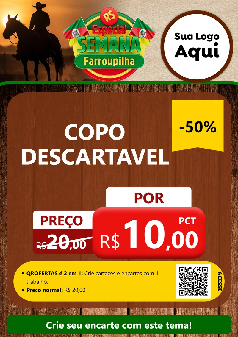 Modelo de Cartaz para Cartaz A4 Vertical com o tema Especial Semana Farroupilha para Embalagens