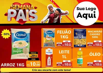 Modelo de Encarte para Encarte A4 Horizontal com o tema Semana Dos Pais para Supermercado