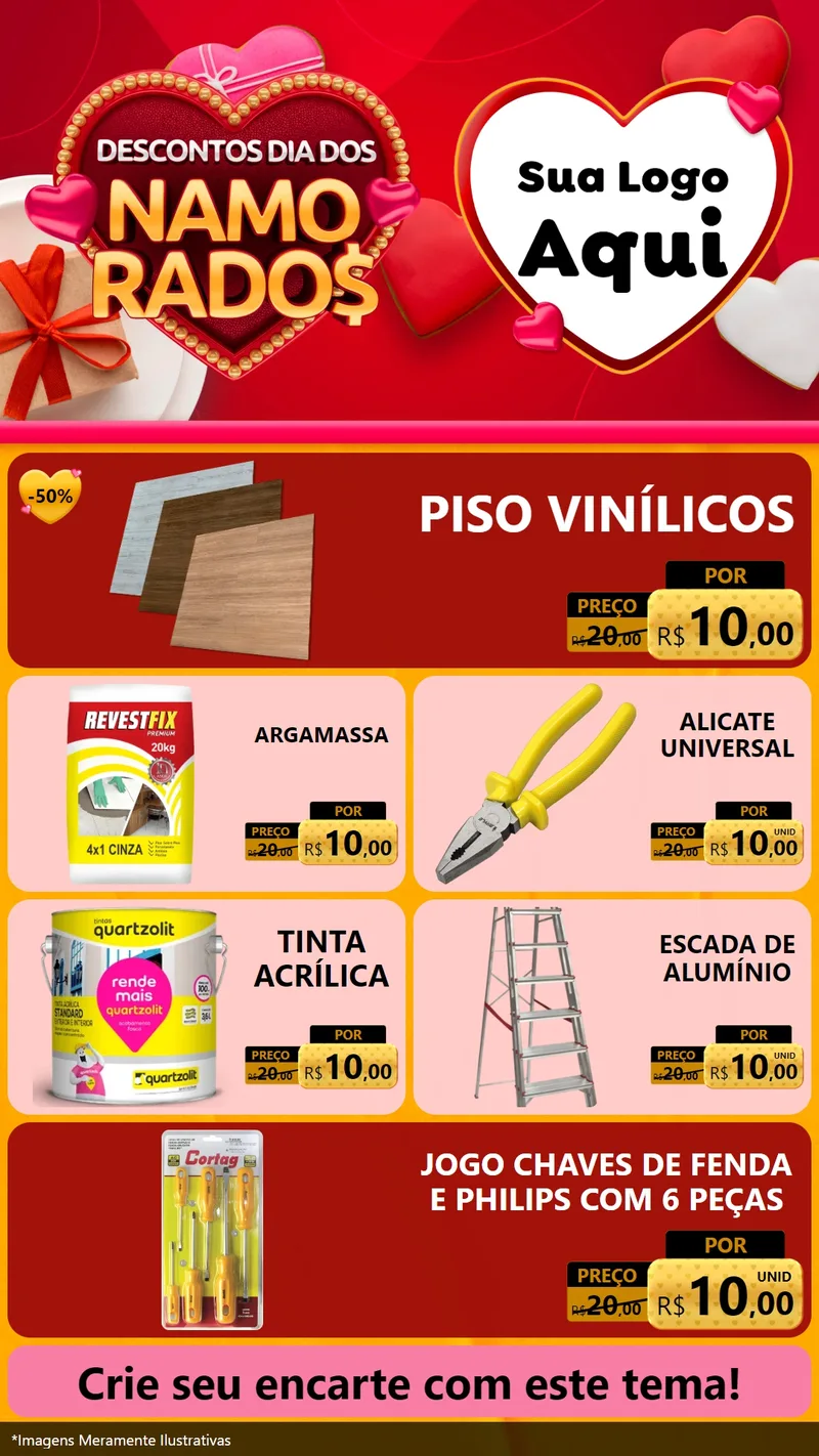 Modelo de TV para TV Vertical com o tema Descontos Dia dos Namorados para Material para Construção