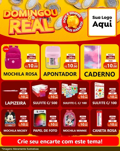 Modelo de Rede Social para Feed Instagram com o tema Domingou do Real para Papelaria