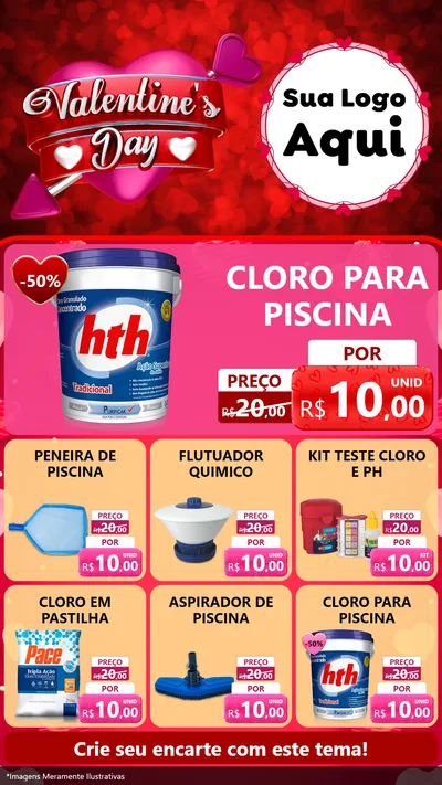 Modelo de Rede Social para Stories com o tema Valentine's Day para Produtos para Piscina