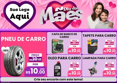 Modelo de Encarte para Encarte A4 Horizontal com o tema Dia das Mães para Auto peças