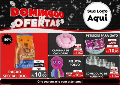 Modelo de Encarte para Encarte A4 Horizontal com o tema Domingou de Ofertas para Pet Shop
