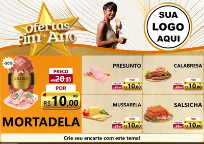 Modelo de Encarte para Encarte A4 Horizontal com o tema Ofertas Fim de Ano para Frios e Laticínios