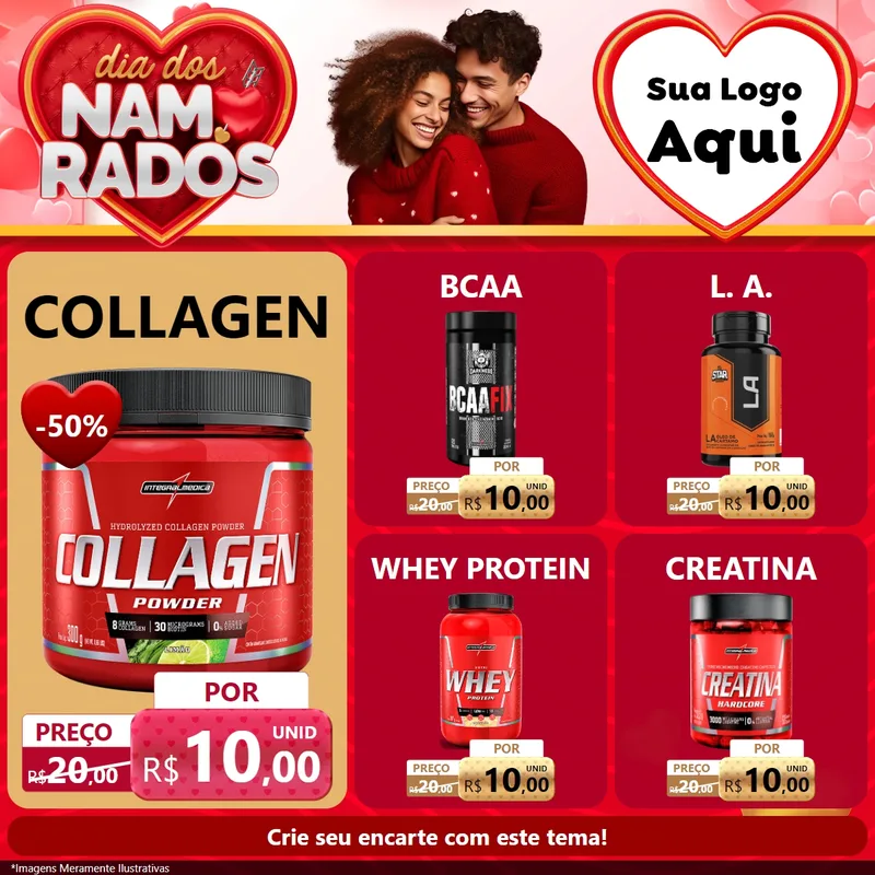 Modelo de Rede Social para Feed Facebook com o tema Dia dos Namorados para Suplementos alimentares