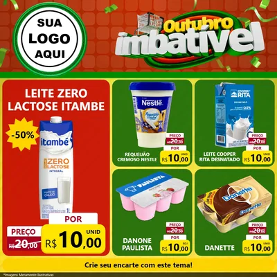 Modelo de Rede Social para Feed Facebook com o tema Outubro Imbatível para Frios e Laticínios