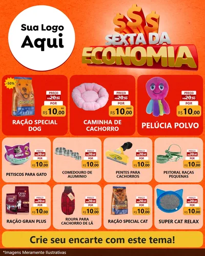 Modelo de Rede Social para Feed Instagram com o tema Sexta da Economia para Pet Shop