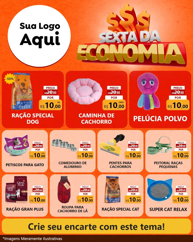 Modelo de Rede Social para Feed Instagram com o tema Sexta da Economia para Pet Shop