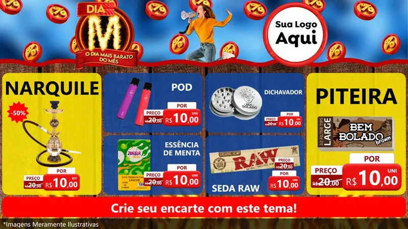 Modelo de TV para TV Horizontal com o tema Dia M - O Dia Mais Barato Do Mês para Tabacaria