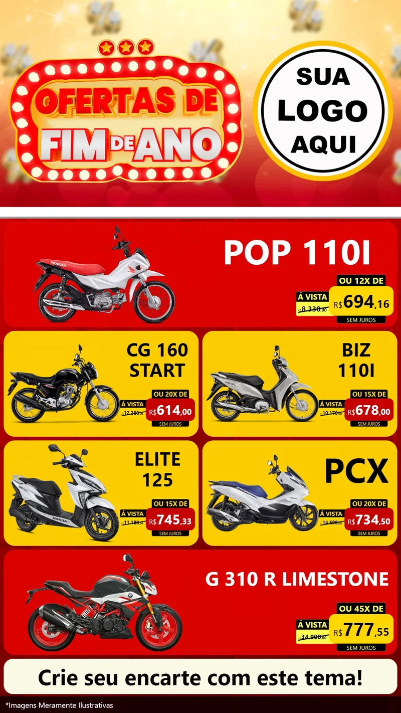 Modelo de TV para TV Vertical com o tema Ofertas de Fim de Ano para Concessionaria de Motos