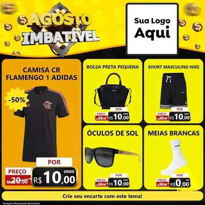 Modelo de Rede Social para Feed Facebook com o tema Agosto Imbatível para Roupas e acessórios