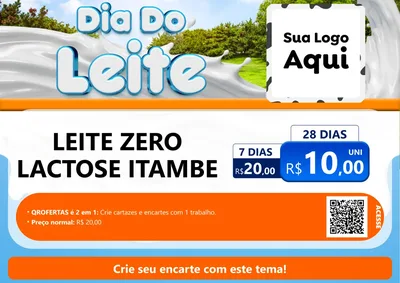 Modelo de Cartaz para Cartaz A4 Horizontal com o tema Dia Do Leite para Frios e Laticínios