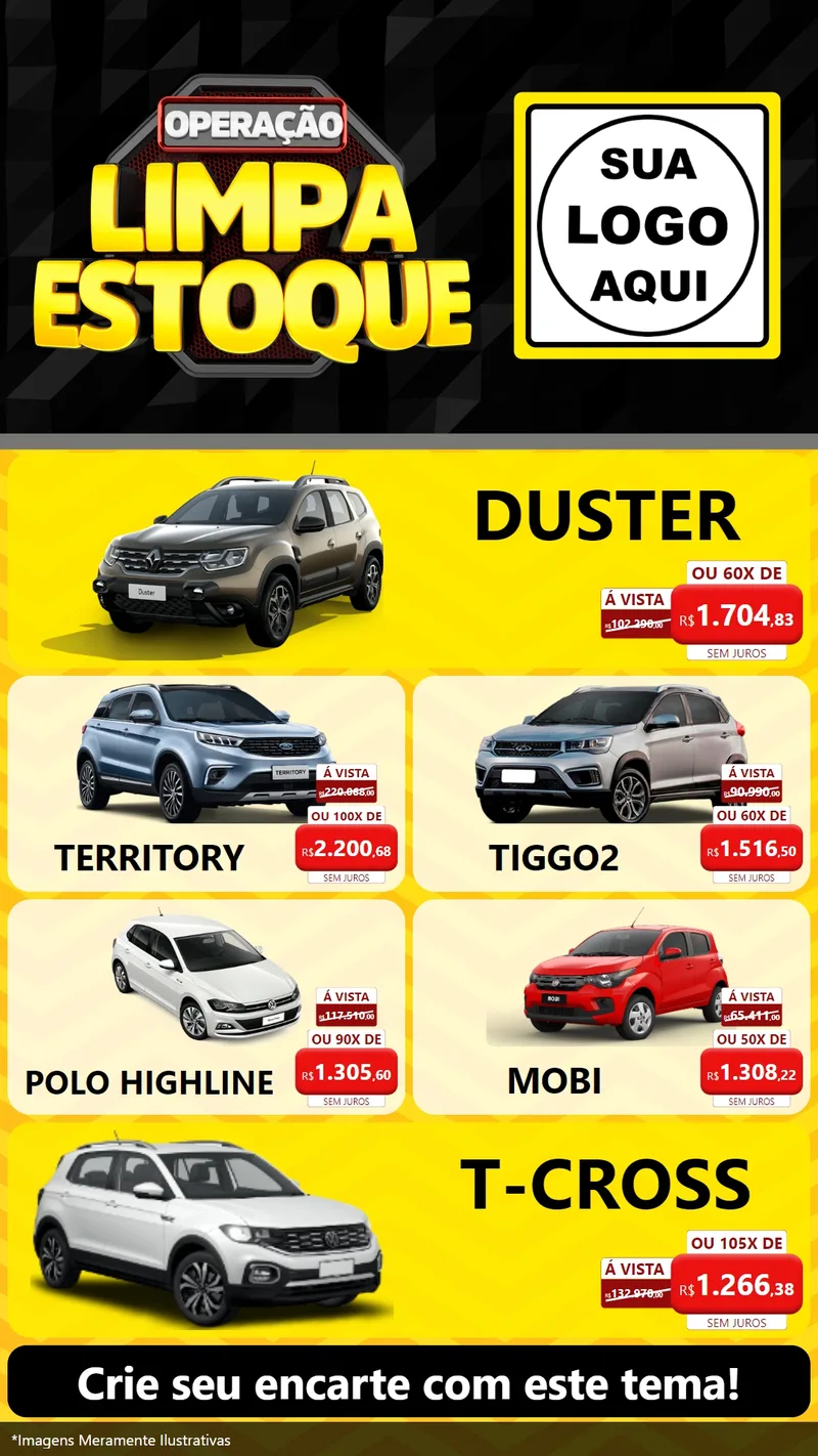 Modelo de TV para TV Vertical com o tema Operação Limpa Estoque para Concessionaria de Carros