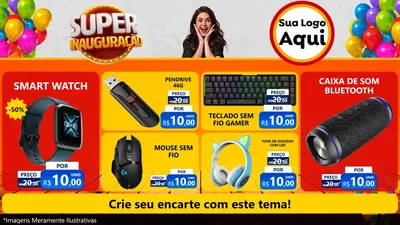 Modelo de TV para TV Horizontal com o tema Super Inauguração para Informática
