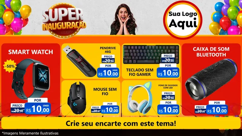 Modelo de TV para TV Horizontal com o tema Super Inauguração para Informática