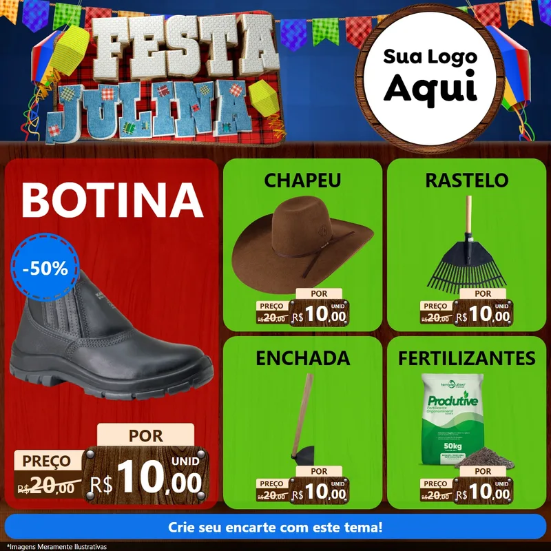 Modelo de Rede Social para Feed Facebook com o tema Festa Julina para Agropecuária