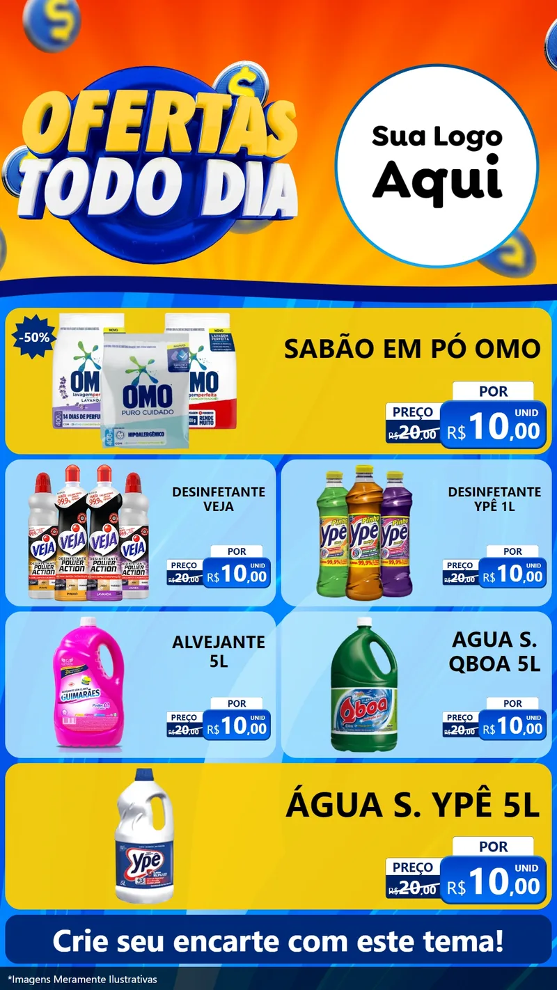 Modelo de TV para TV Vertical com o tema Ofertas Todo Dia para Produtos de Limpeza