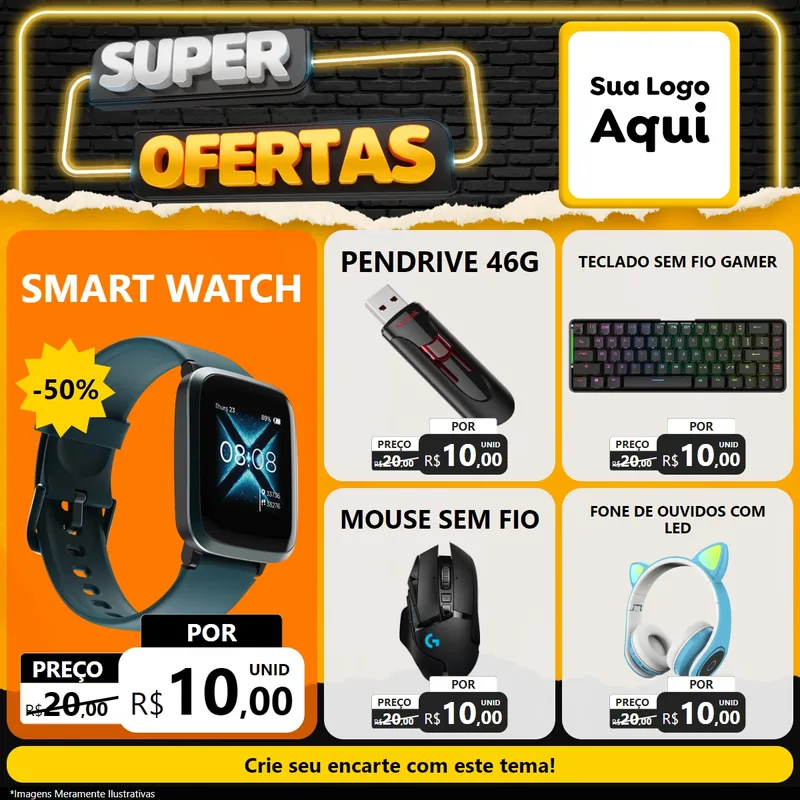 Modelo de Rede Social para Feed Facebook com o tema Super Ofertas para Informática