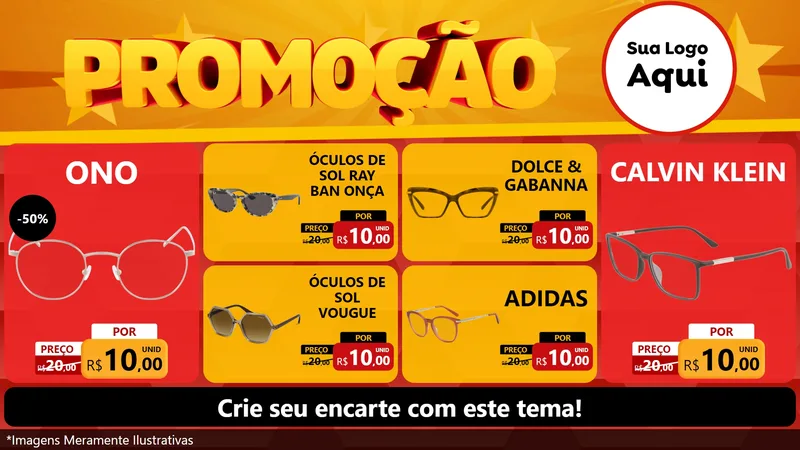 Modelo de TV para TV Horizontal com o tema Promoção para Óticas