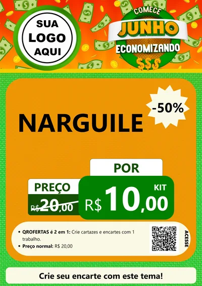 Modelo de Cartaz para Cartaz A4 Vertical com o tema Comece Junho Economizando para Tabacaria