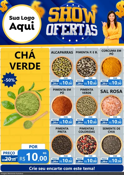 Modelo de Encarte para Encarte A4 Vertical com o tema Show de Ofertas para Produtos Naturais
