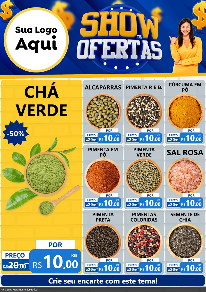 Modelo de Encarte para Encarte A4 Vertical com o tema Show de Ofertas para Produtos Naturais