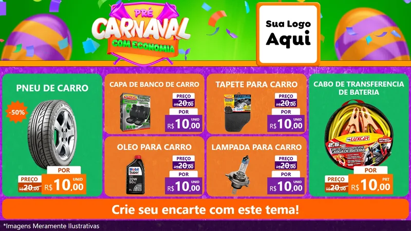 Modelo de TV para TV Horizontal com o tema Pré-Carnaval Com Economia para Auto peças