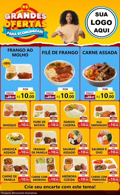 Modelo de Encarte para Encarte Grande com o tema Grandes Ofertas Para Economizar! para Restaurante