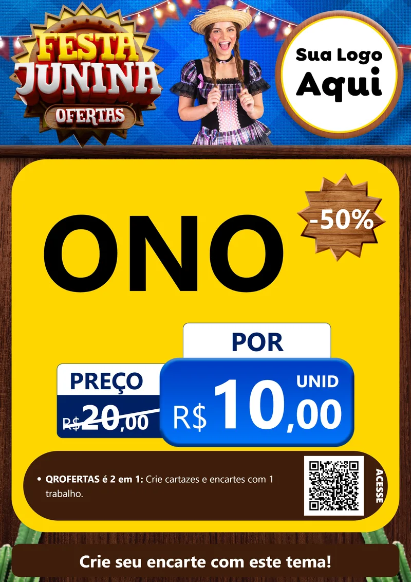 Modelo de Cartaz para Cartaz A4 Vertical com o tema Festa Junina Ofertas para Óticas