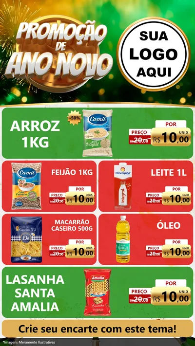 Modelo de TV para TV Vertical com o tema Promoção de Ano Novo para Supermercado