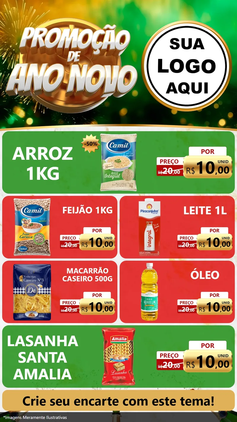 Modelo de TV para TV Vertical com o tema Promoção de Ano Novo para Supermercado