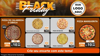 Modelo de TV para TV Horizontal com o tema Black Friday para Pizzaria