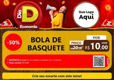 Modelo de Cartaz para Cartaz A4 Horizontal com o tema Dia D Economia para Artigos Esportivos