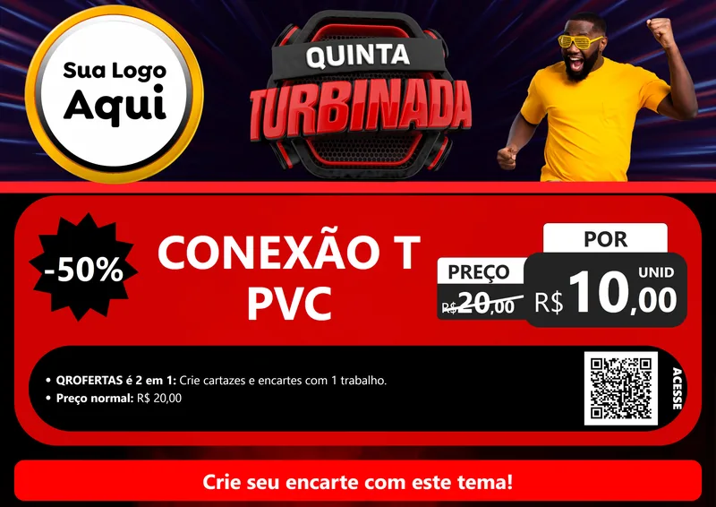 Modelo de Cartaz para Cartaz A4 Horizontal com o tema Quinta Turbinada para Tubos e conexões