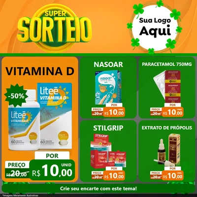Modelo de Rede Social para Feed Facebook com o tema Super Sorteio para Farmácia