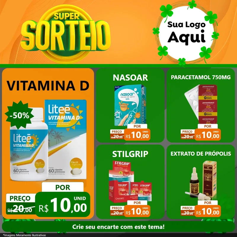 Modelo de Rede Social para Feed Facebook com o tema Super Sorteio para Farmácia