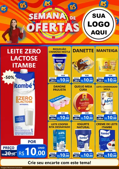 Modelo de Encarte para Encarte A4 Vertical com o tema Semana de Ofertas para Frios e Laticínios