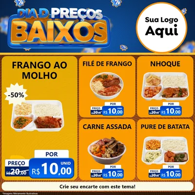 Modelo de Rede Social para Feed Facebook com o tema Dia D Preço Baixo para Restaurante