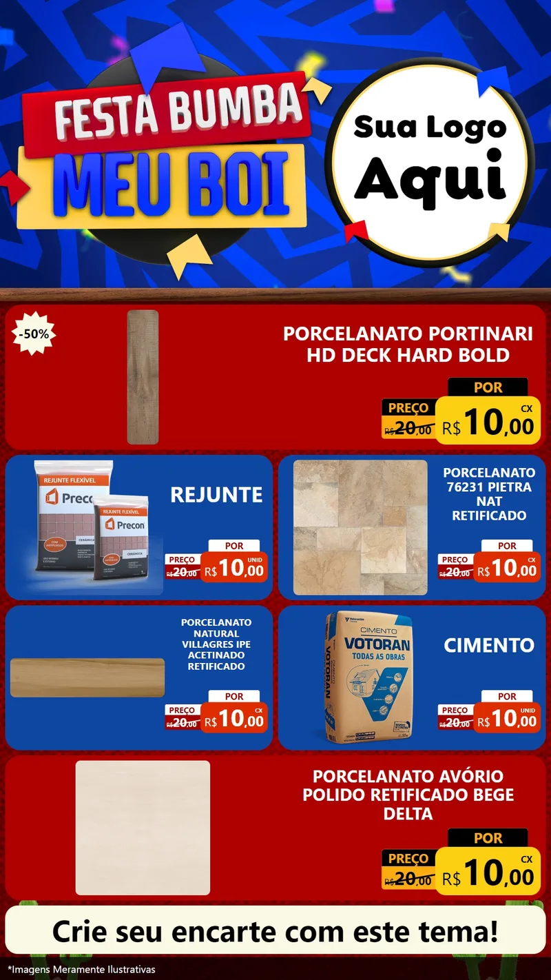 Modelo de TV para TV Vertical com o tema Festa Bumba meu Boi para Pisos e revestimentos