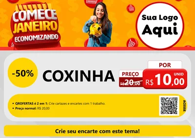 Modelo de Cartaz para Cartaz A4 Horizontal com o tema Comece Janeiro Economizando para Salgadaria