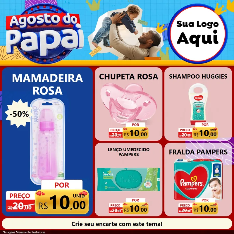 Modelo de Rede Social para Feed Facebook com o tema Agosto do Papai para Bebês
