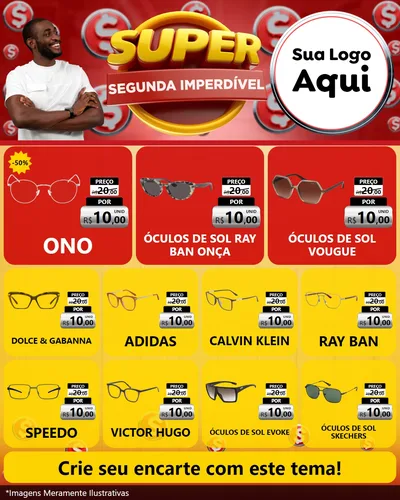 Modelo de Rede Social para Feed Instagram com o tema Super Segunda Imperdível para Óticas