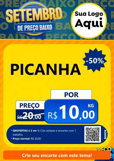 Modelo de Cartaz para Cartaz A4 Vertical com o tema Setembro De Preço Baixo para Açougue