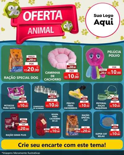 Modelo de Rede Social para Feed Instagram com o tema Oferta Animal para Pet Shop