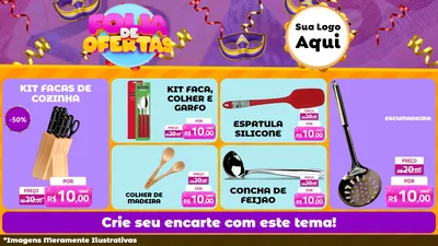 Modelo de TV para TV Horizontal com o tema Folia de Ofertas para Utilidades Domésticas