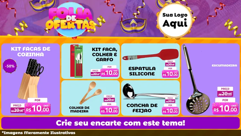 Modelo de TV para TV Horizontal com o tema Folia de Ofertas para Utilidades Domésticas